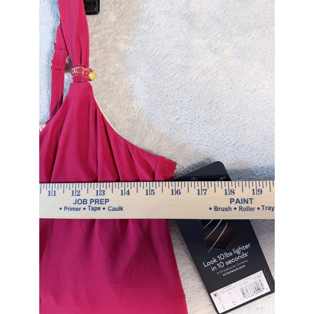 Miraclesuit Tankini Top Dazzle Red & Black High Waist Bottom Set Women's Size 14 - Picture 7 of 14